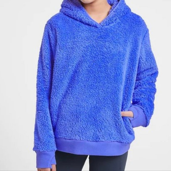 Athleta Girl Sherpa Hoodie, Blue - Picture 2 of 8